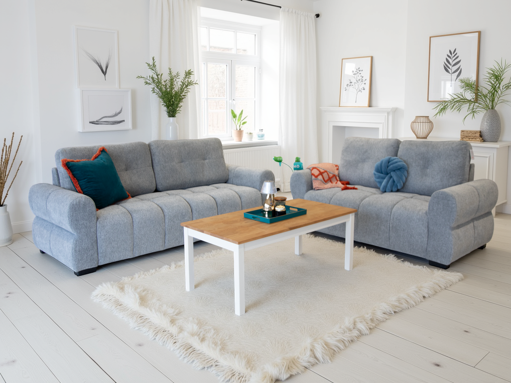 Oslo Grey Fabric 3+2 Sofa Set