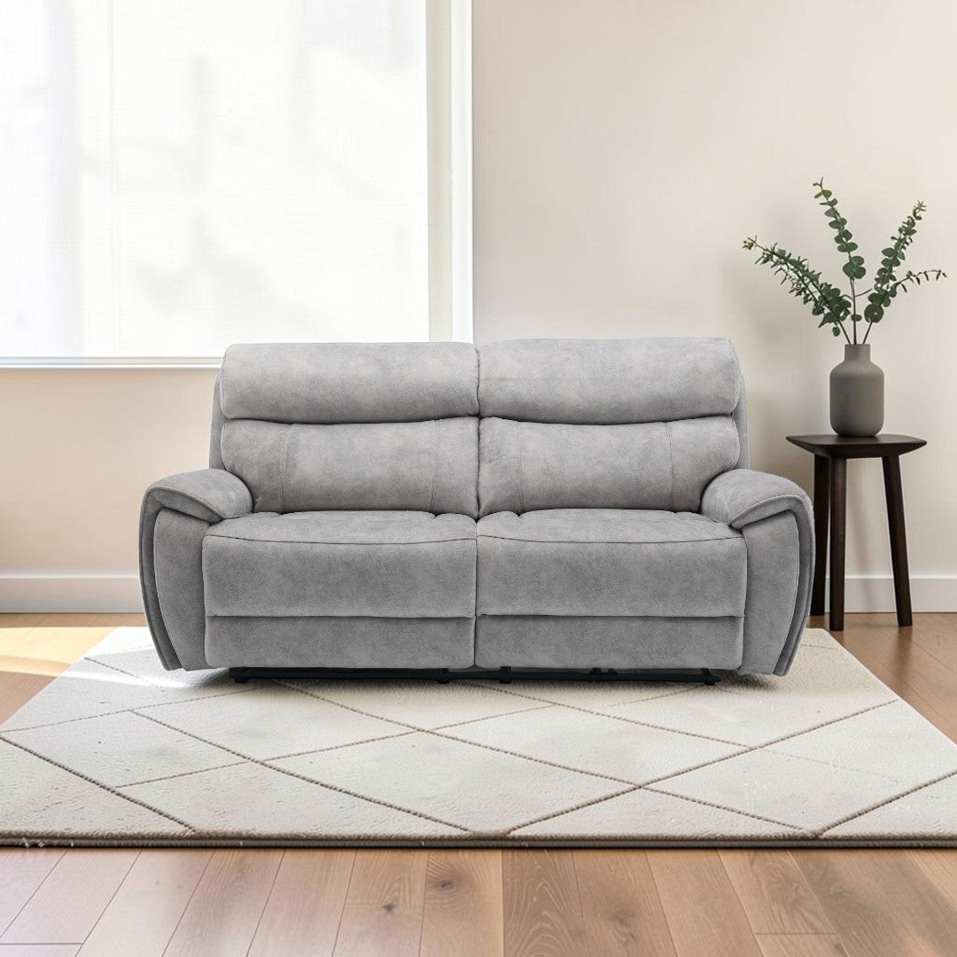 Amber Fabric Electric Recliner 3+2 Sofa Set - Silver