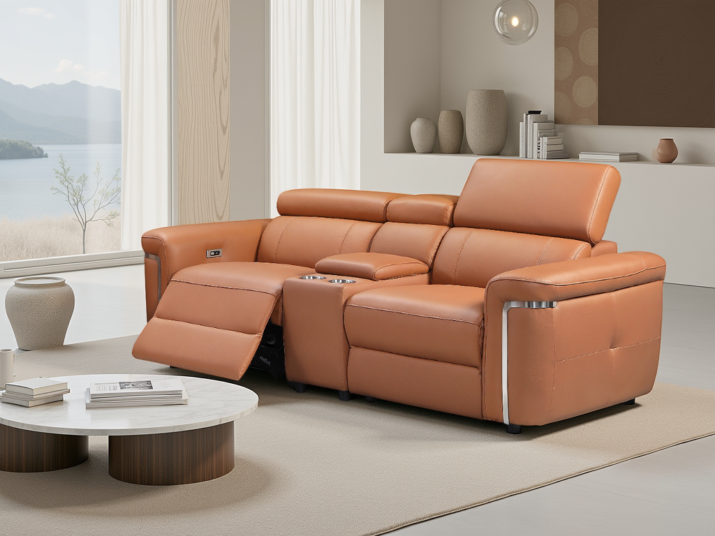 Titan Electric Recliner Sofa Tan 2 Seater
