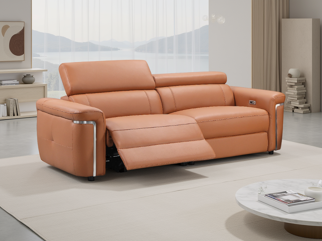 Titan Electric Recliner Sofa Tan 3 Seater