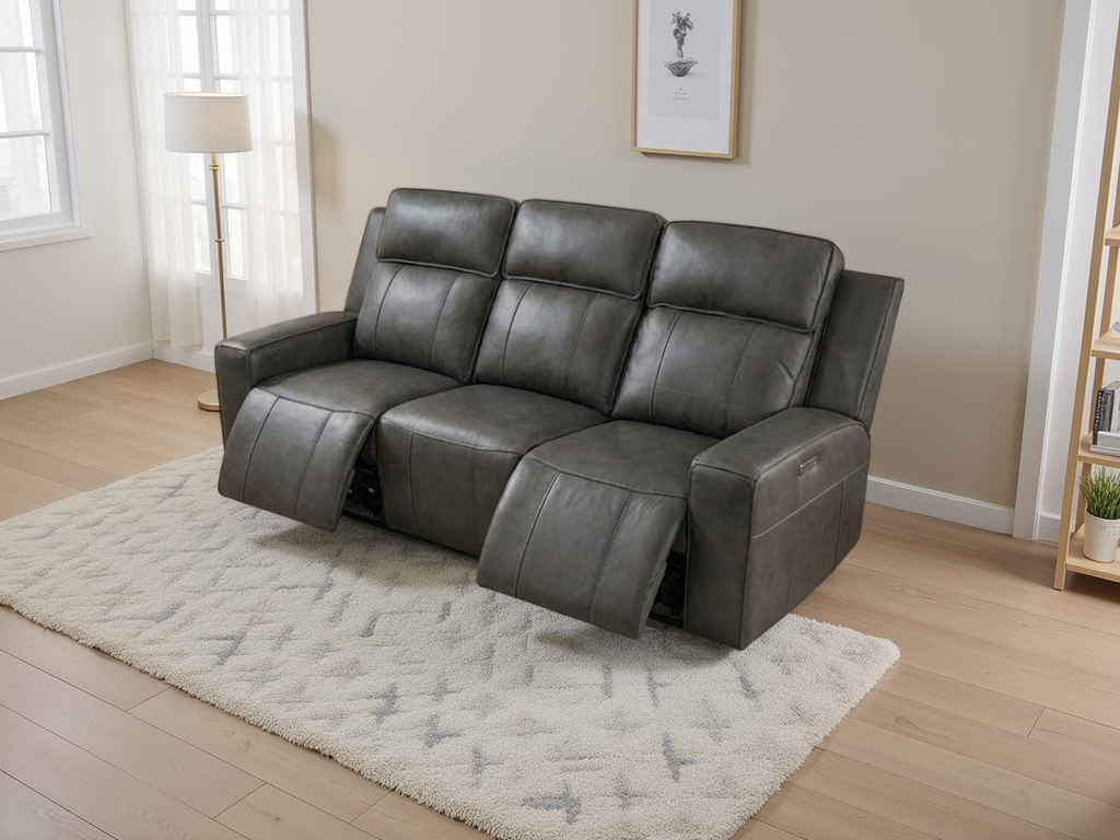 Charlie Electric Recliner Sofa Grey 3 Seater