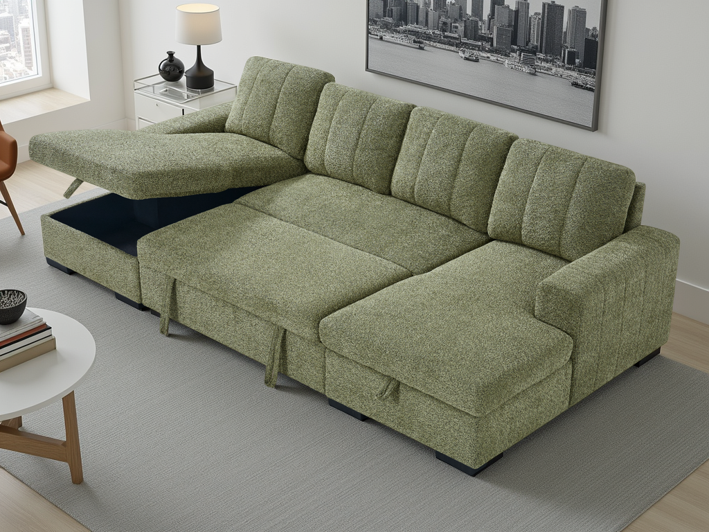 Arven Sofabed Green U Shape Corner
