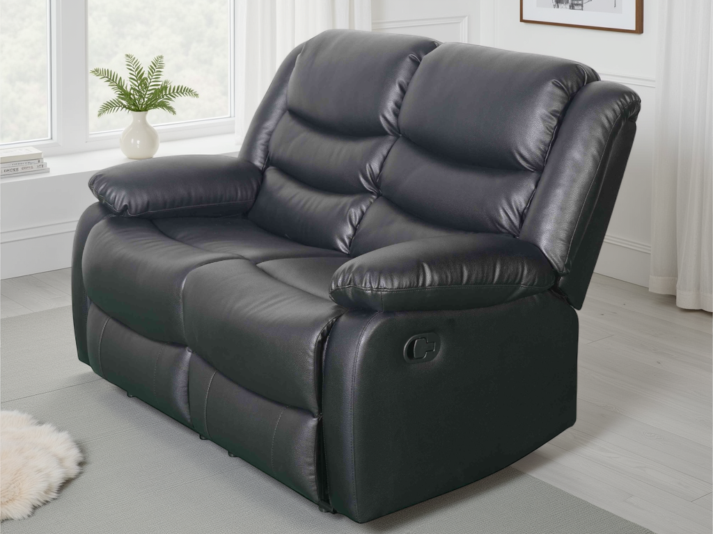 Cavello Manual Recliner Sofa Black 2 Seater
