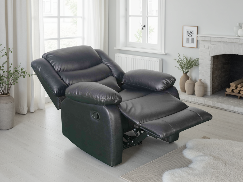 Cavello Manual Recliner Sofa Black Armchair
