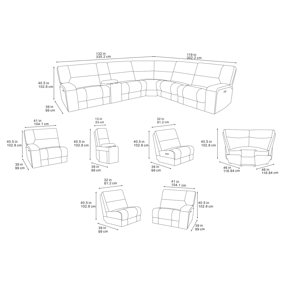 Luxe Electric Recliner Sofa - Modular Corner