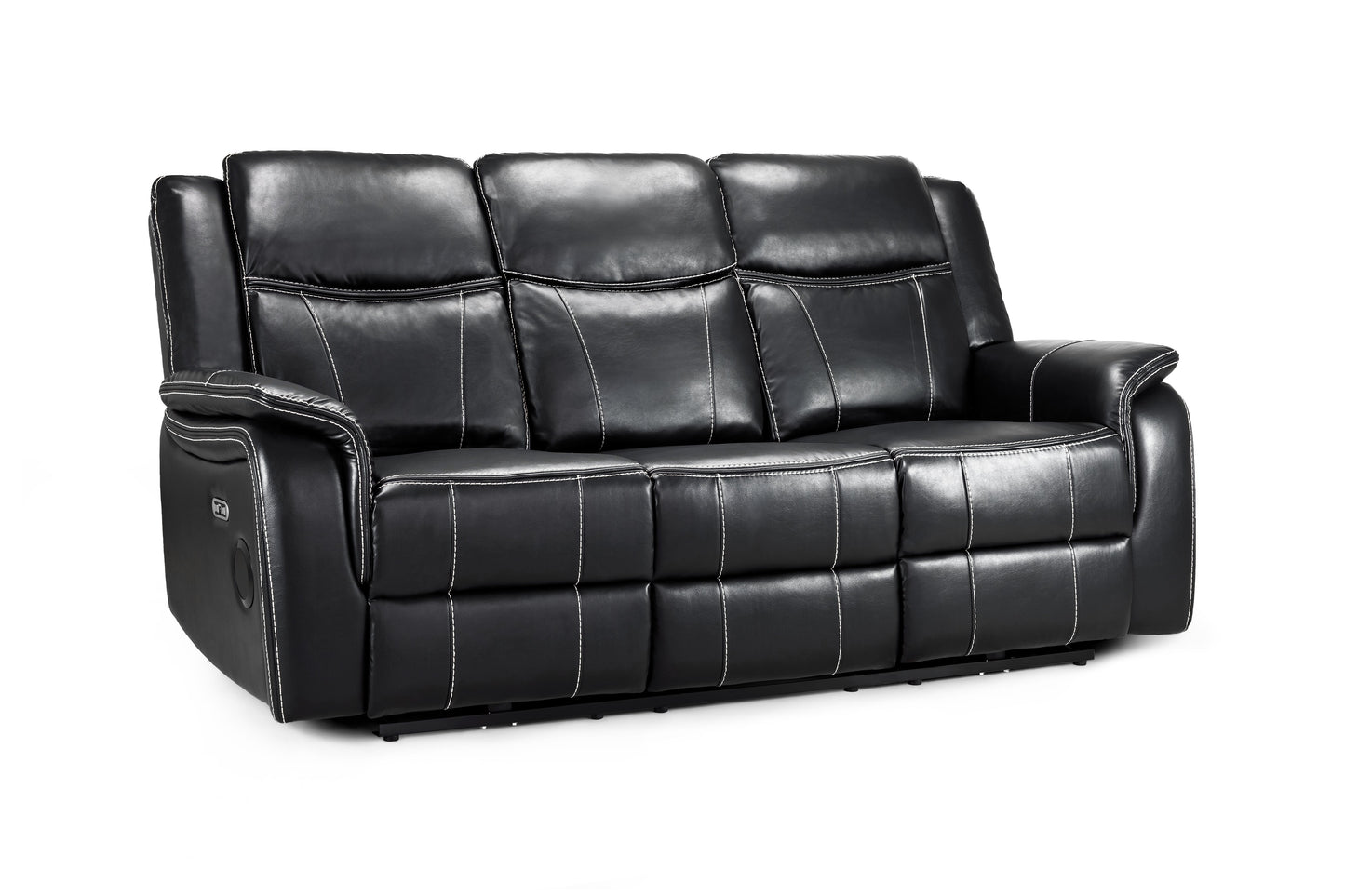 Signature Tech Electric Recliner 3 Seater Black Leather