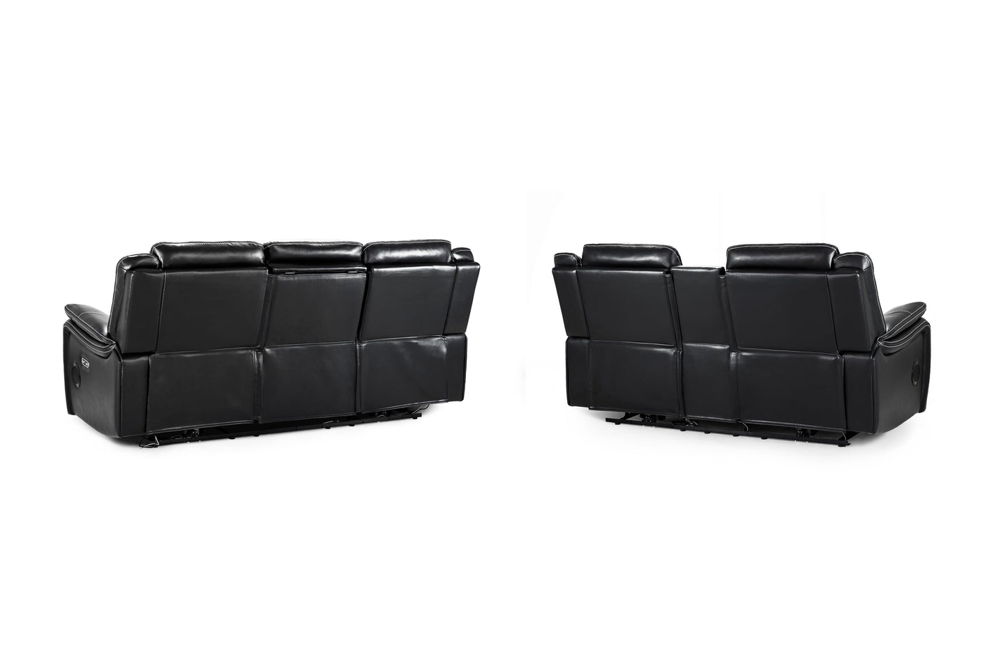 Signature Tech Black Leather Electric Recliner 3+2 Sofa Set