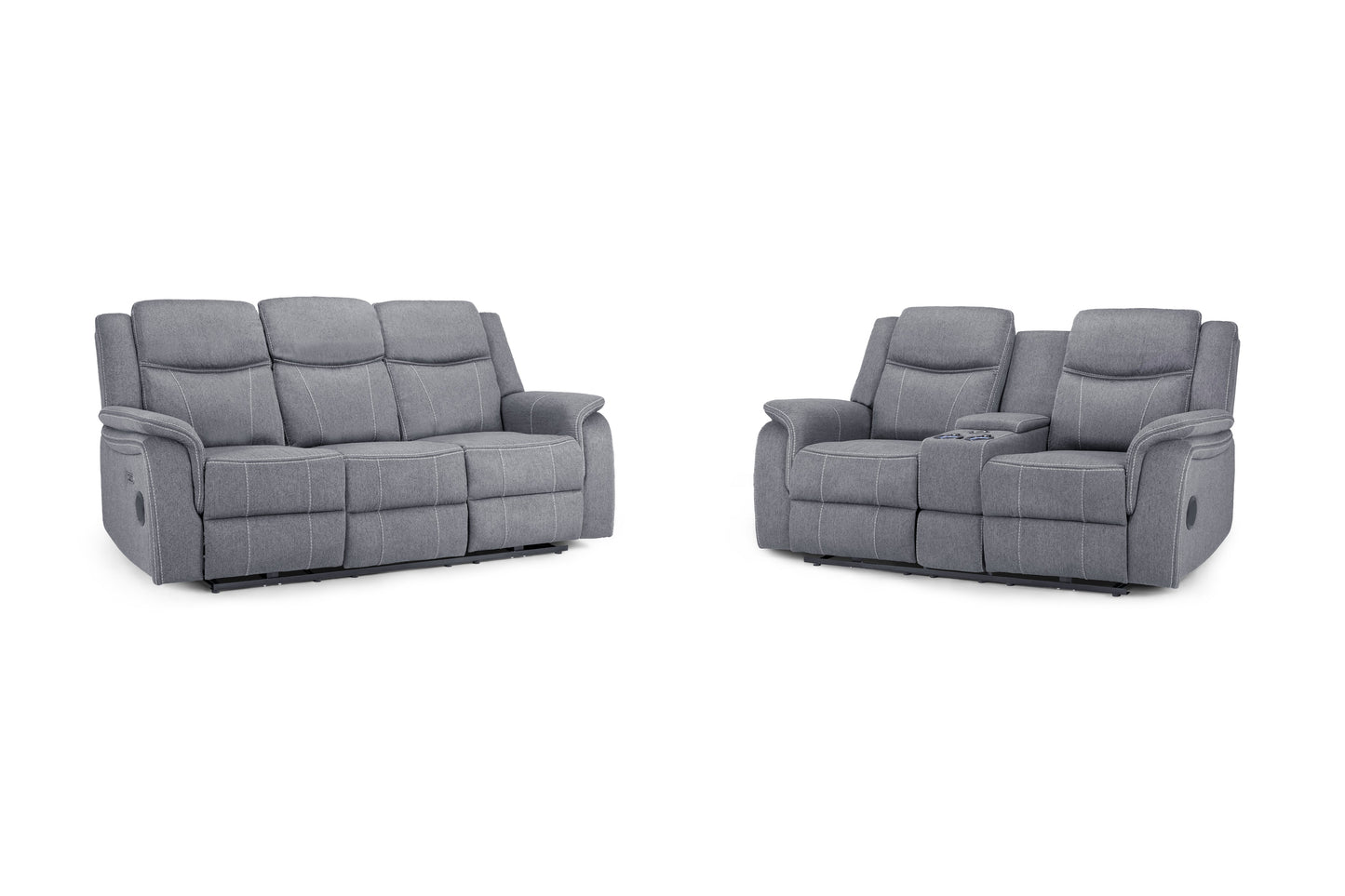 Signature Tech Grey Fabric Electric Recliner 3+2 Sofa Set