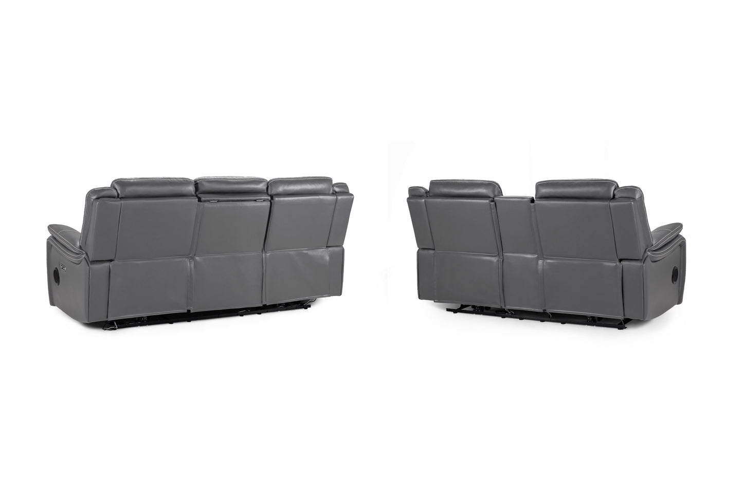 Signature Tech Grey Leather Electric Recliner 3+2 Sofa Set