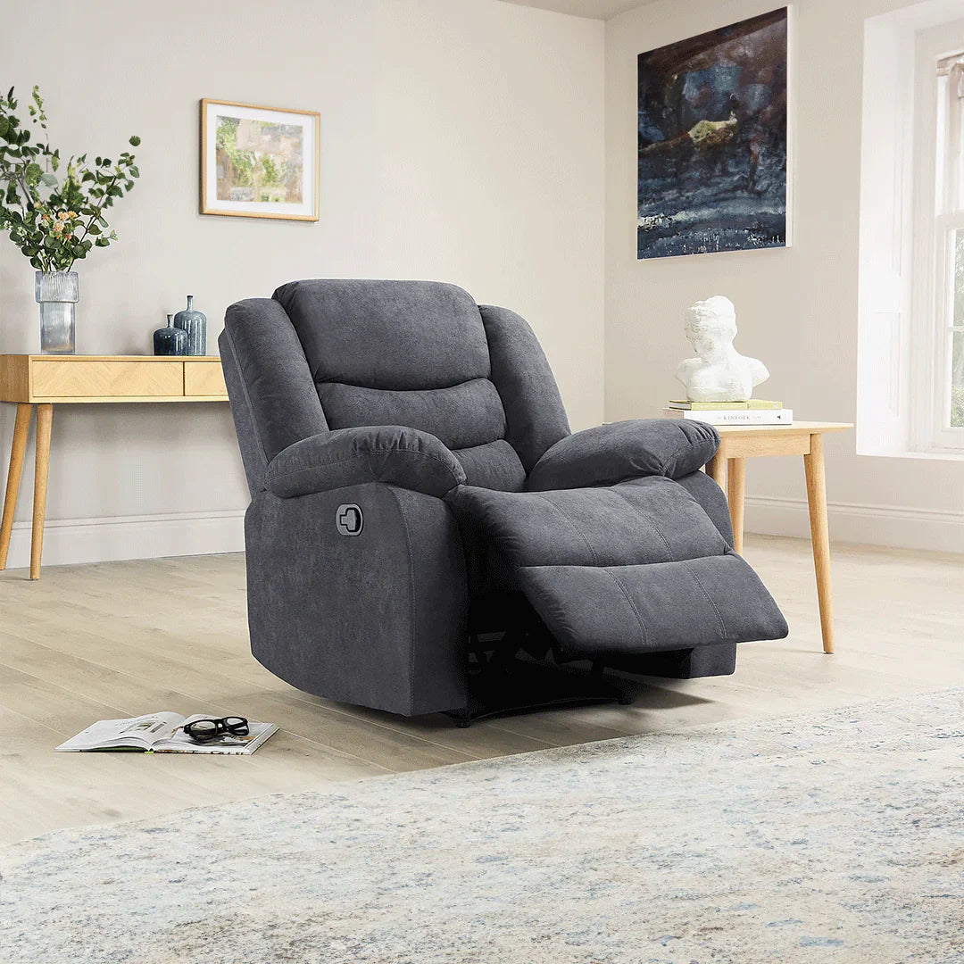 Roma Fabric Recliner Sofa Arm Chair Grey