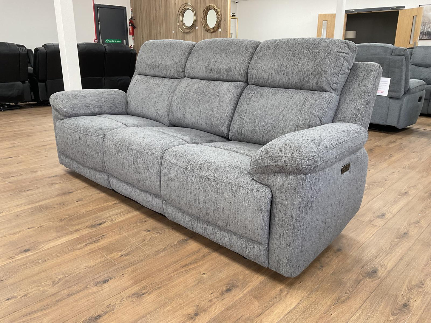 Oakley Grey Electric Recliner Sofa 3 Seater