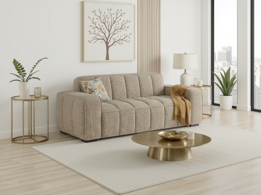 Bellmore Beige Fabric 3+2 Sofa Set