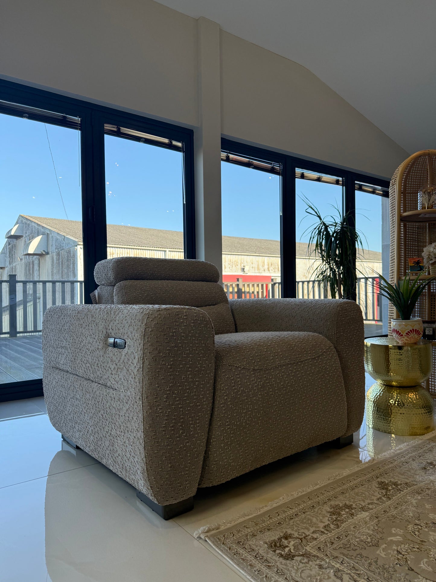 Candice Electric Recliner Beige Armchair