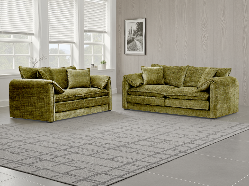 Astoria Green Fabric 3+2 Sofa Set