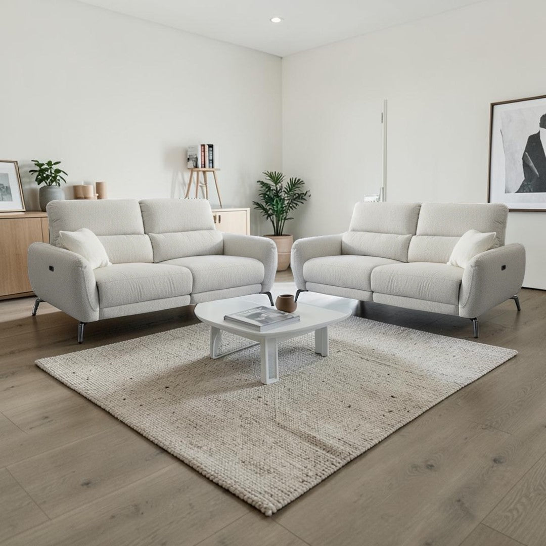 Vantor Beige Fabric Electric Recliner 3+2 Sofa Set