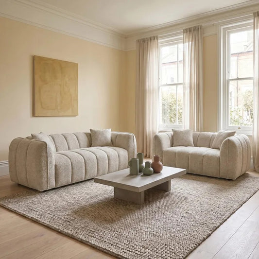 Valmont Beige Fabric 3+2 Sofa Set