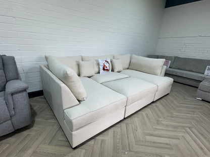 Venice Sofa Cream U Shape Corner - Footstool Included - Any Colour