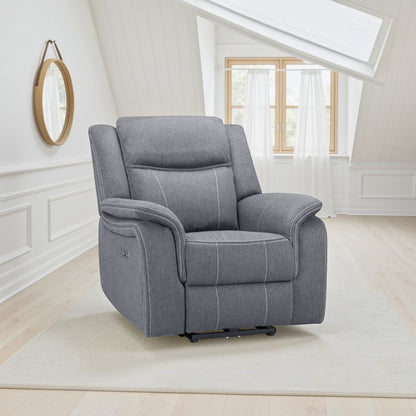 Signature Tech Electric Recliner Armchair Grey Fabric