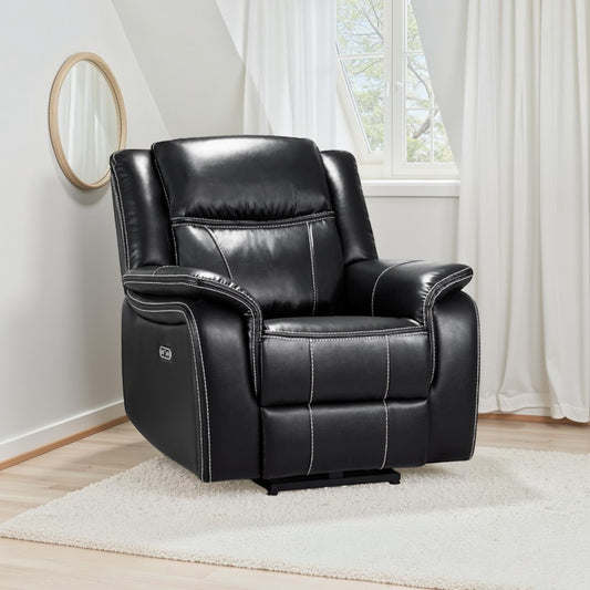 Signature Tech Electric Recliner Armchair Black Leather