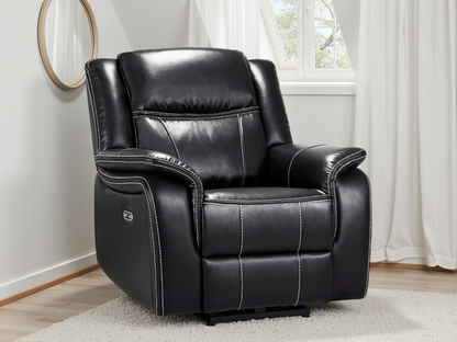 Signature Tech Electric Recliner Armchair Black Leather