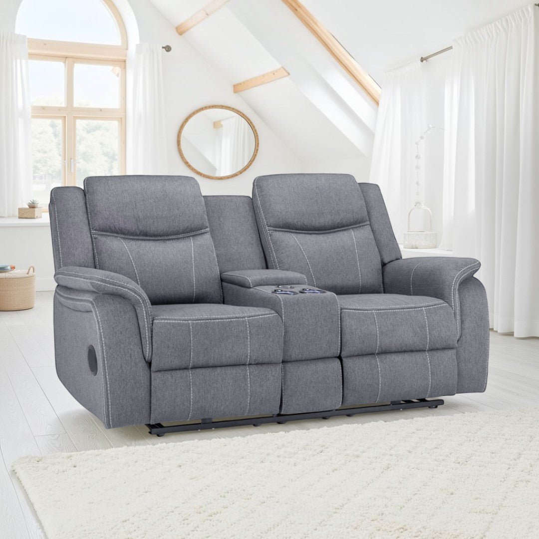 Signature Tech Electric Recliner 2 Seater Grey Fabric