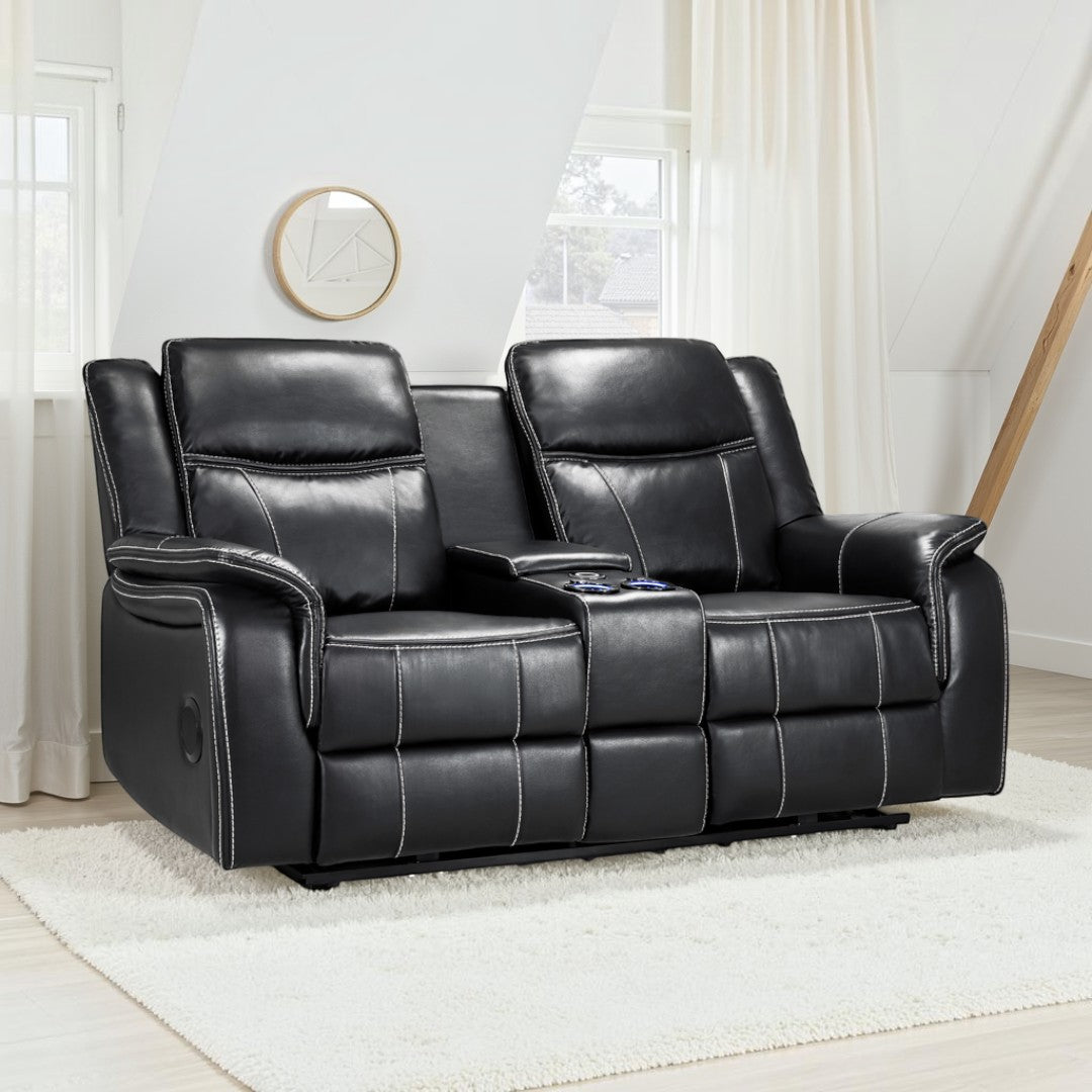 Signature Tech Electric Recliner 2 Seater Black Leather