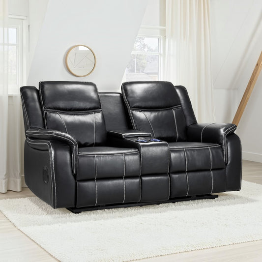 Signature Tech Electric Recliner 2 Seater Black Leather