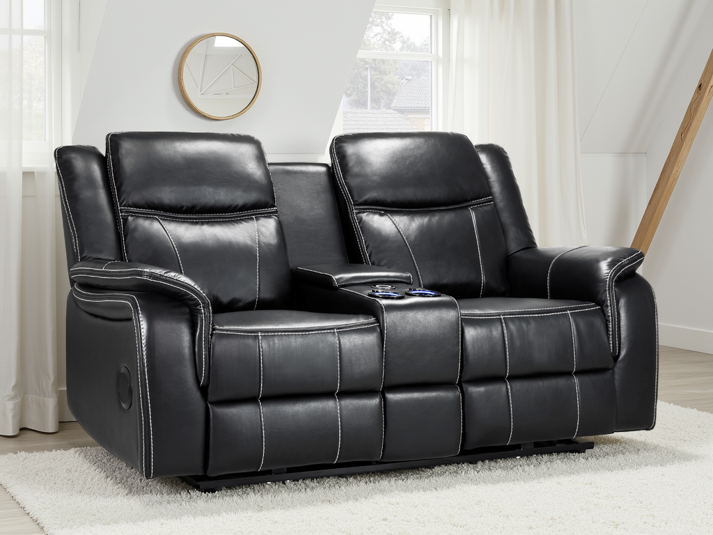Signature Tech Electric Recliner 2 Seater Black Leather