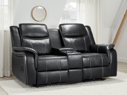 Signature Tech Electric Recliner 2 Seater Black Leather