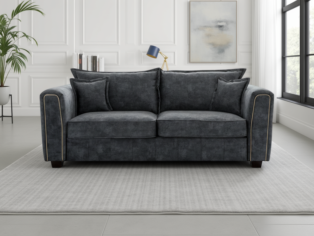 Regent Sofa Black 3 Seater