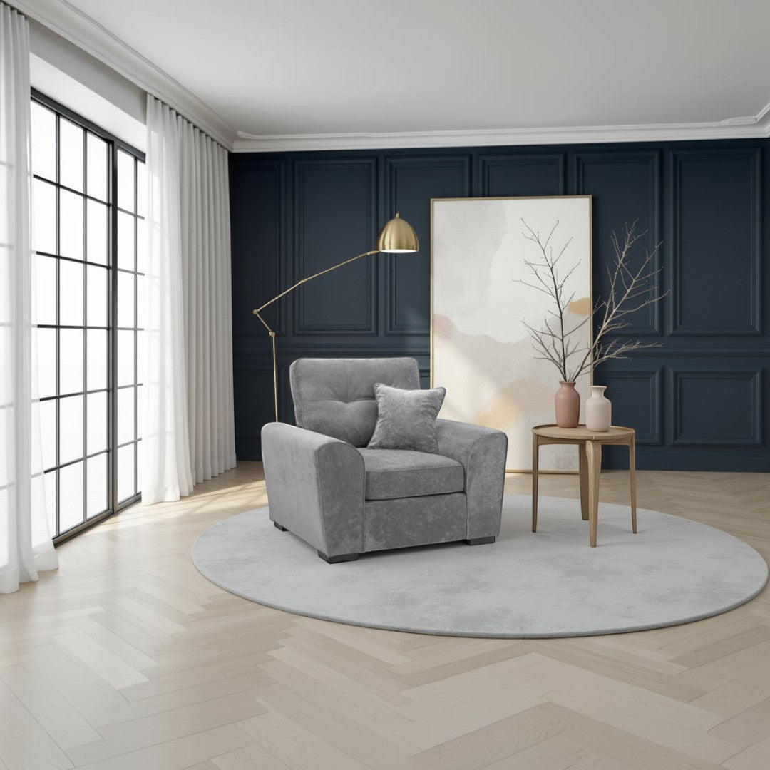Poppy Grey Fabric Armchair Sofa