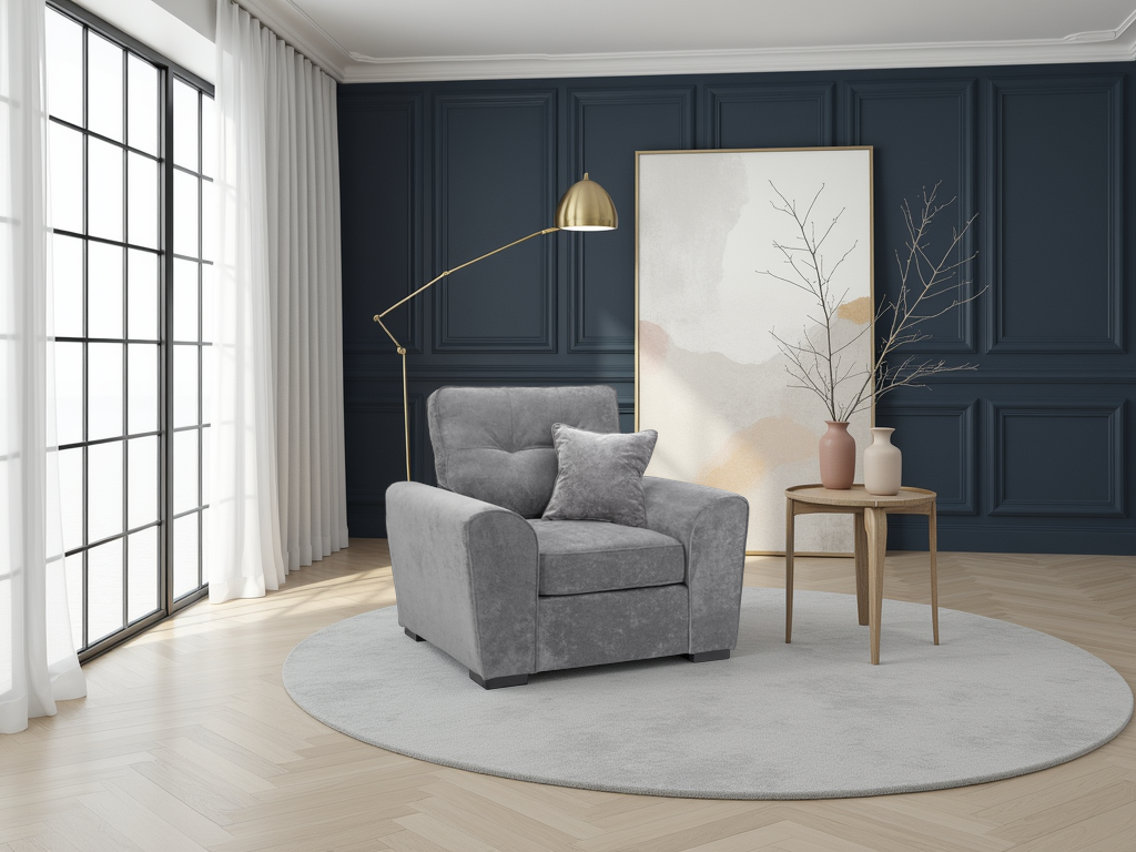 Poppy Grey Fabric Armchair Sofa