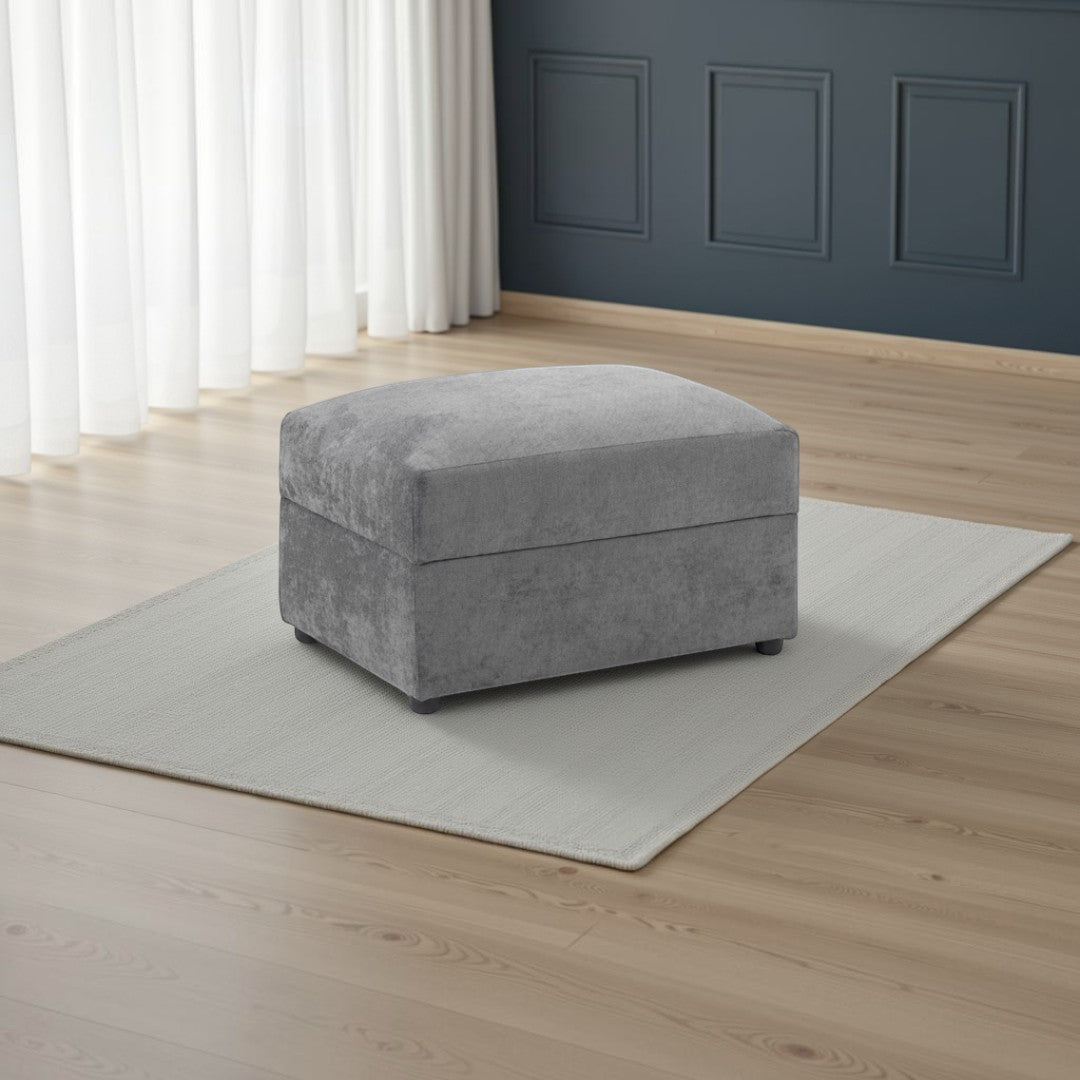 Poppy Grey Fabric Footstool