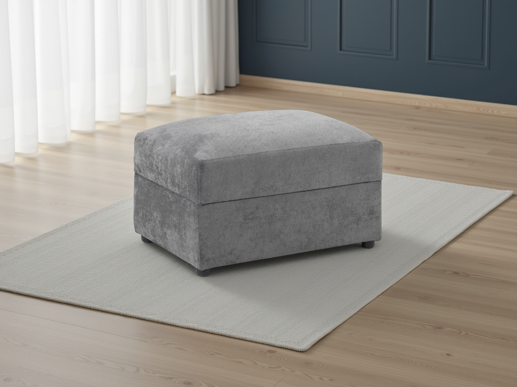 Poppy Grey Fabric Footstool