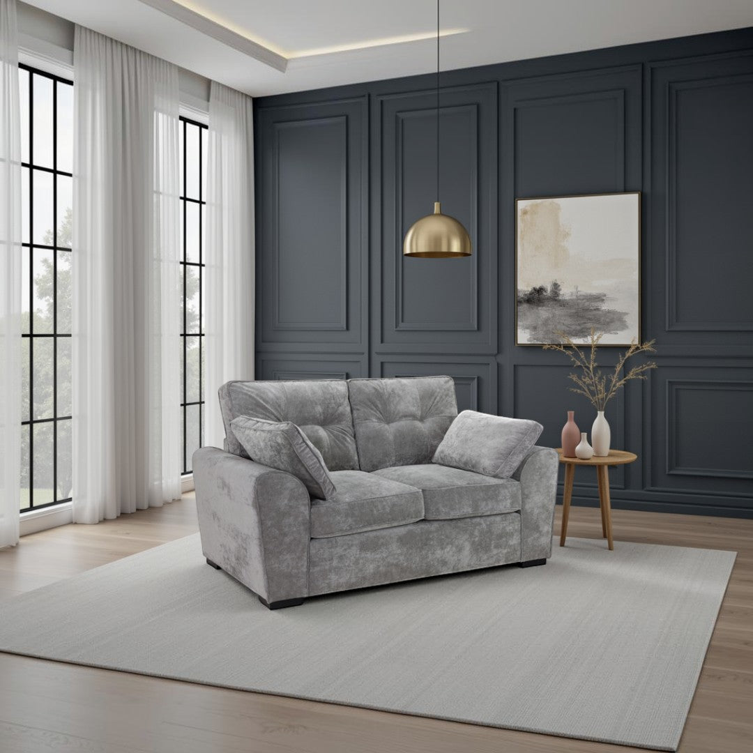 Poppy Grey Fabric 2 Seater Sofa