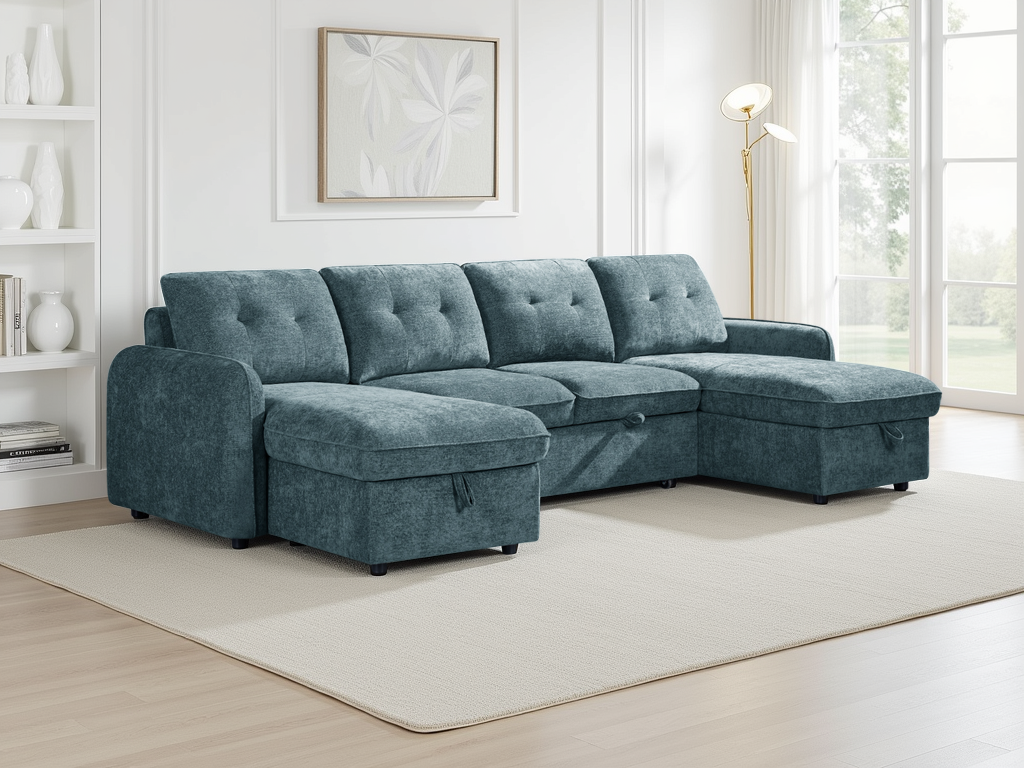 Grayson Sofabed Blue U Shape Corner