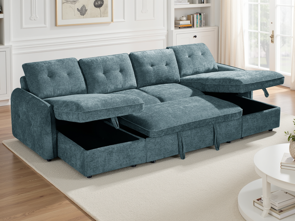 Grayson Sofabed Blue U Shape Corner