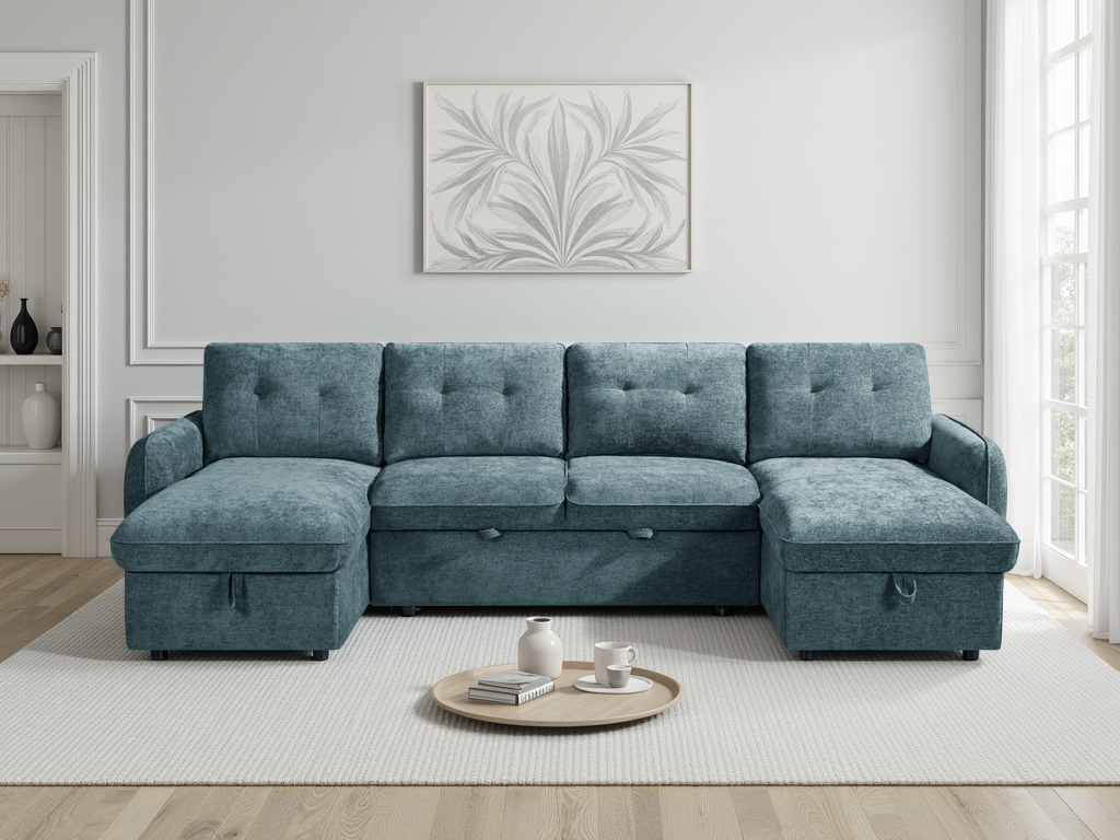 Grayson Sofabed Blue U Shape Corner