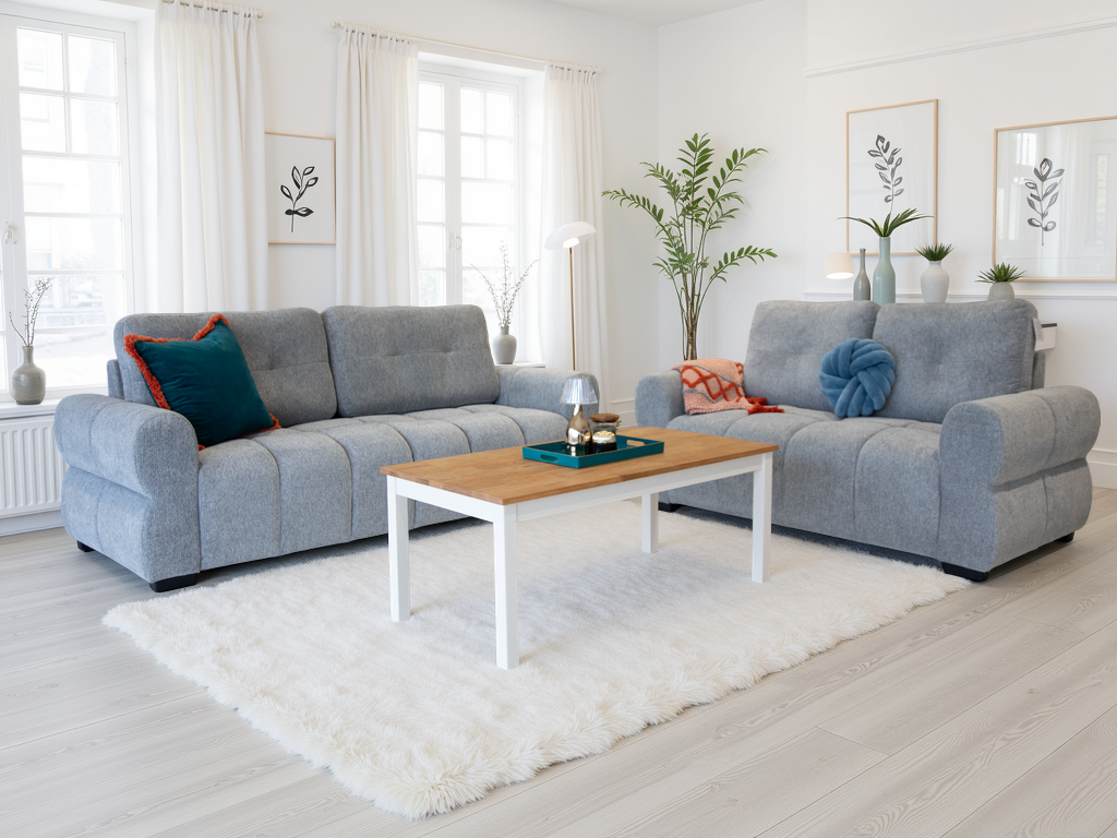 Oslo Grey Fabric 3+2 Sofa Set