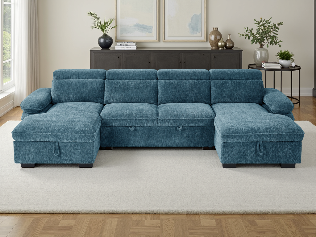 Maison Sofabed Blue U Shape Corner