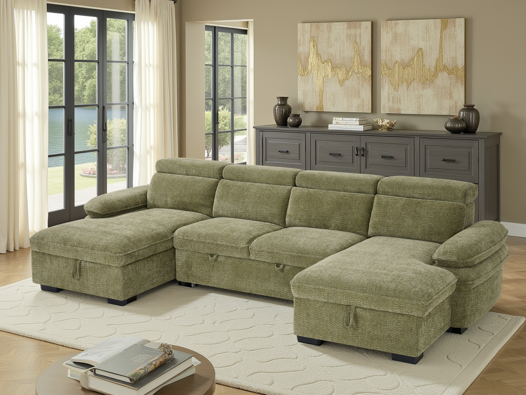 Maison Sofabed Green U Shape Corner