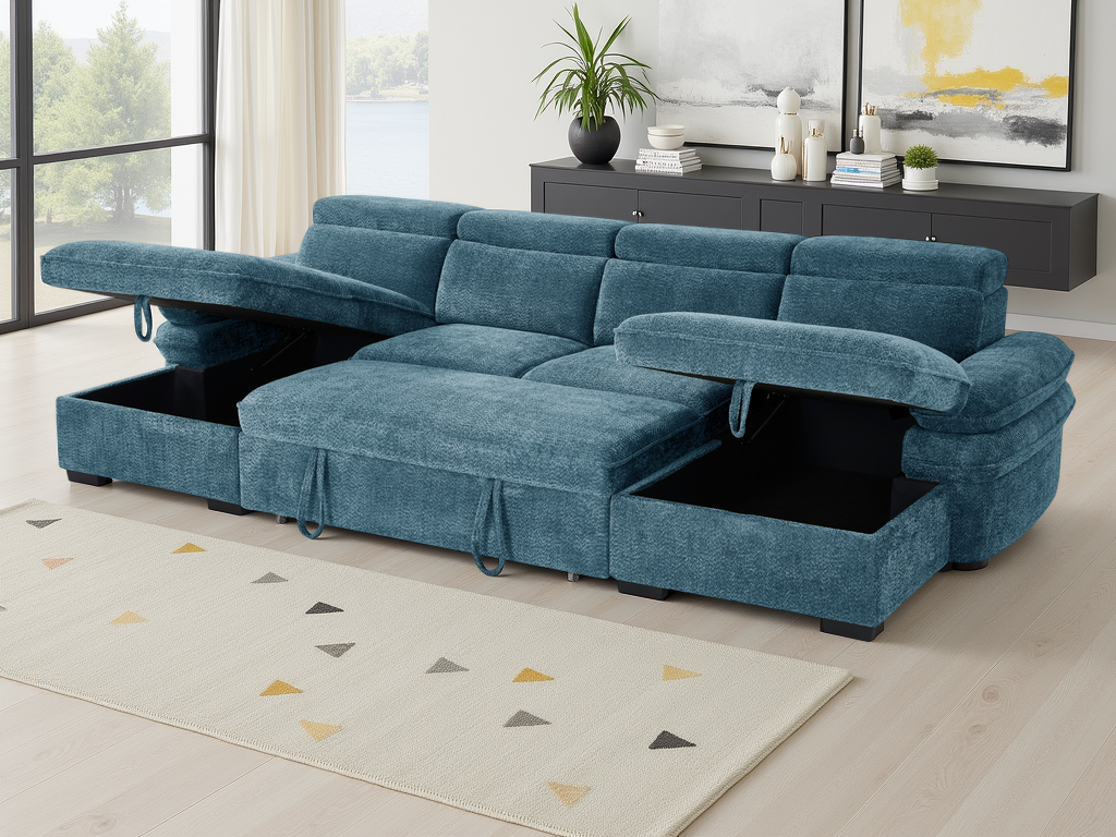 Maison Sofabed Blue U Shape Corner