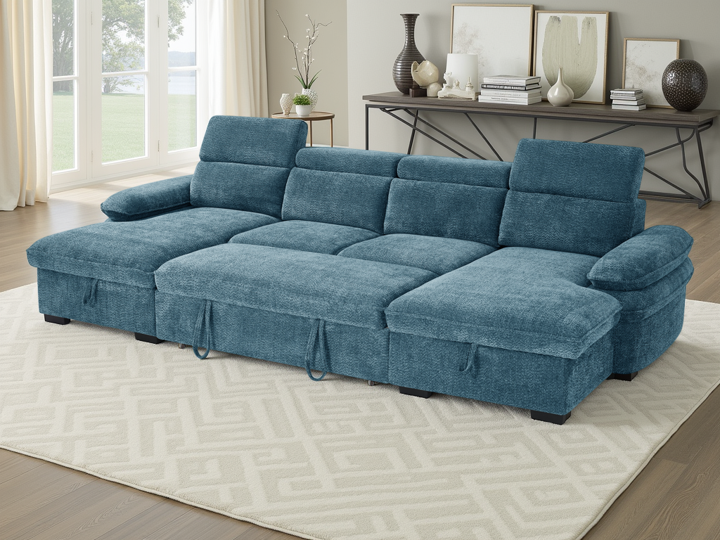 Maison Sofabed Blue U Shape Corner