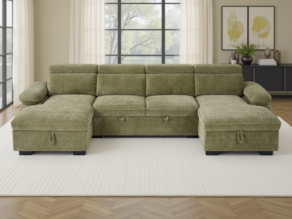 Maison Sofabed Green U Shape Corner