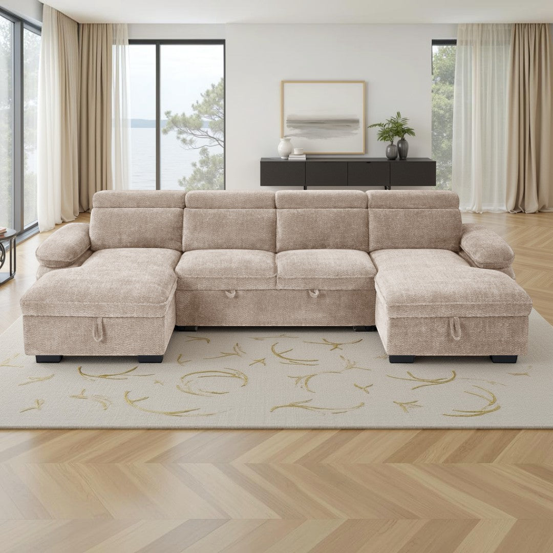Maison Sofabed Beige U Shape Corner