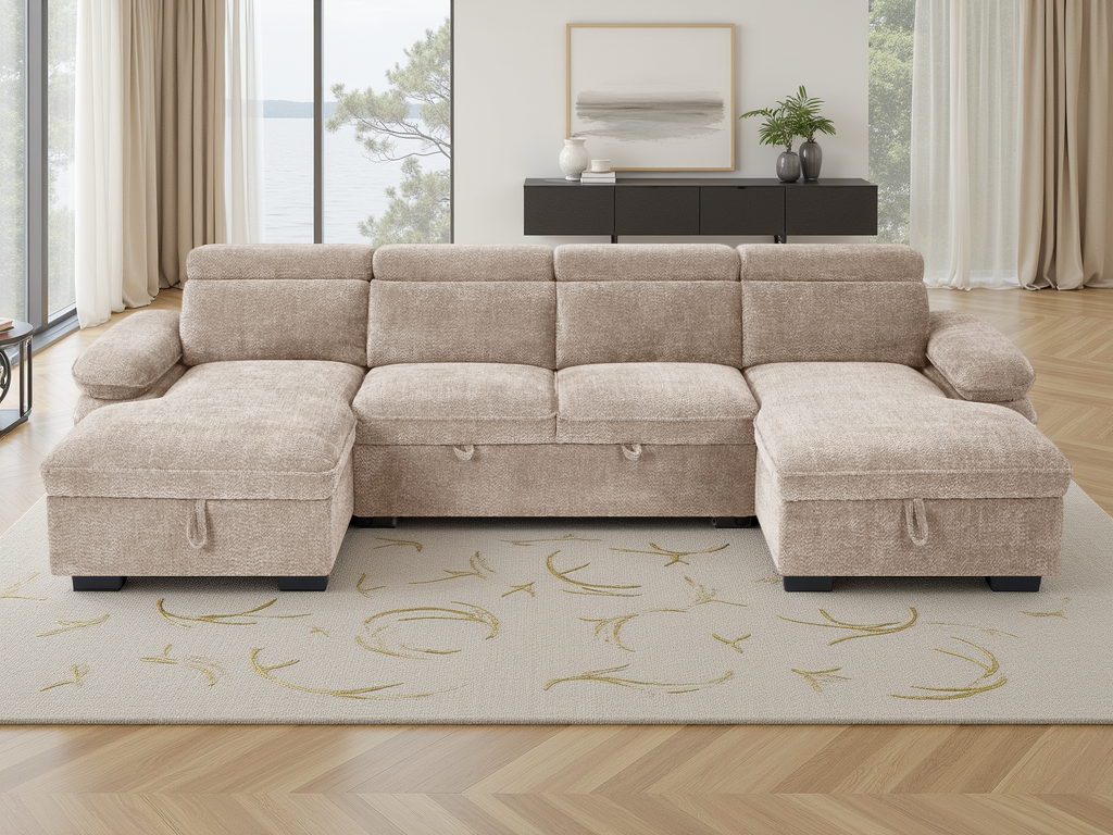 Maison Sofabed Beige U Shape Corner