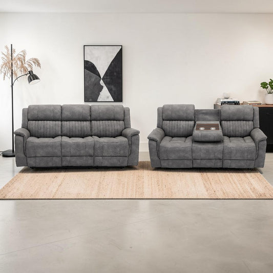 Ashford Grey 3+3 Electric Reclining Sofa Set