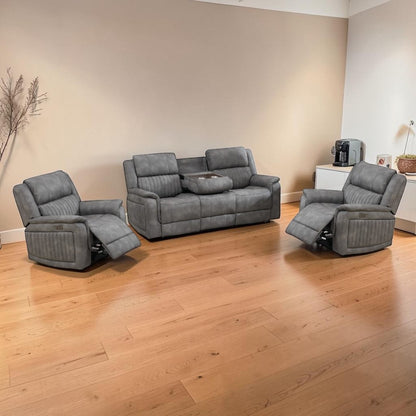 Ashford Grey 3+1+1 Electric Reclining Sofa Set