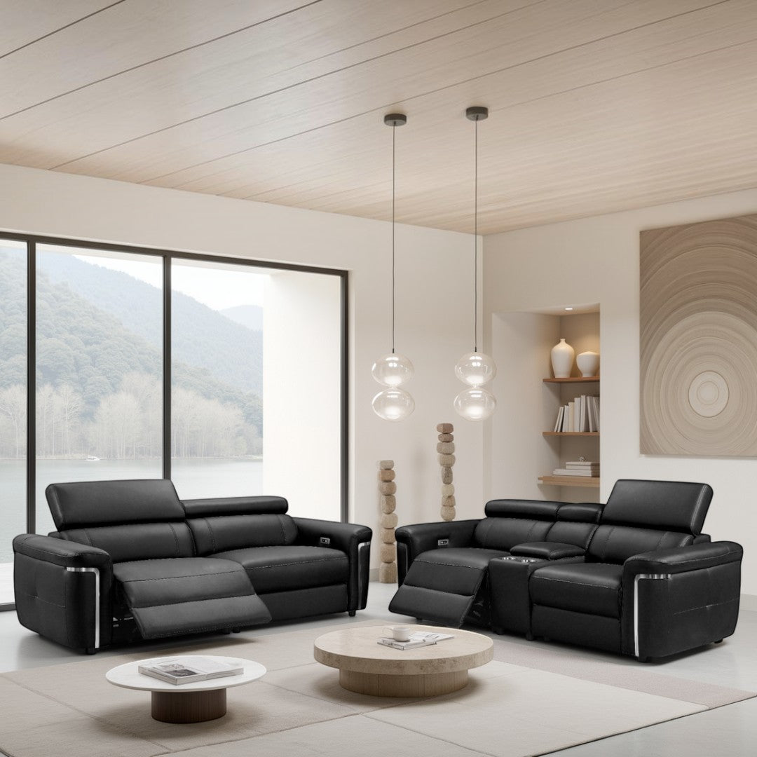 Titan Electric Recliner Sofa Black 3+2 Set