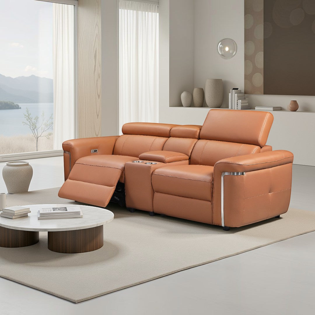 Titan Electric Recliner Sofa Tan 2 Seater